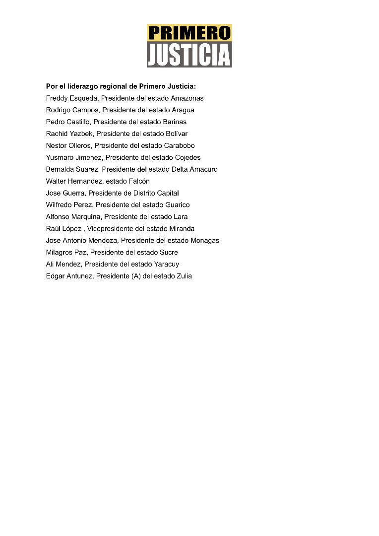 Ante la convocatoria de un Comité Político Nacional de <a href="/Pr1meroJusticia/">Primero Justicia</a> de un día para otro y sin condiciones para asistir, enviamos a <a href="/MBMartinezR/">María Beatriz Martínez</a> una carta sin recibir ninguna respuesta.

No hay mucho que agregar ante un irrespeto más. Seguimos esperando.