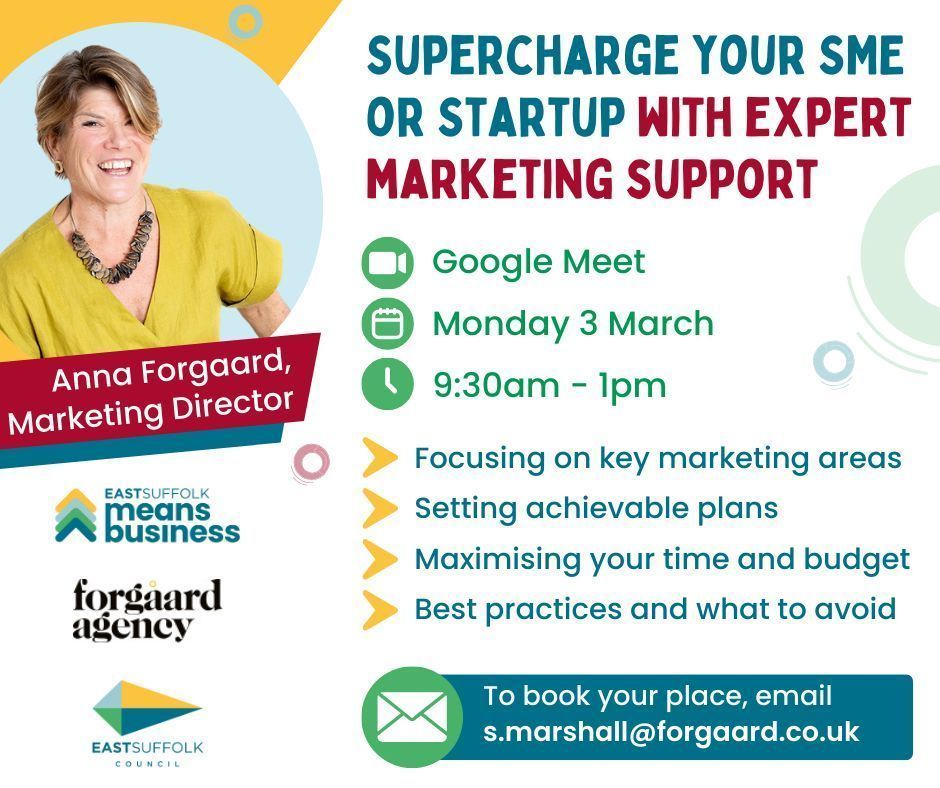 EastSuffolkMeansBusiness (@esmbiz) on Twitter photo We are offering FREE sessions with Anna Forgaard, founder of Forgaard Agency, from the social value to <a href="/EastSuffolk/">East Suffolk Council</a> economy via contract award. #Tourism industries are urged to join as Anna brings a commercial edge to marketing, ensuring that creativity also delivers a strong ROI We are offering FREE sessions with Anna Forgaard, founder of Forgaard Agency, from the social value to <a href="/EastSuffolk/">East Suffolk Council</a> economy via contract award. #Tourism industries are urged to join as Anna brings a commercial edge to marketing, ensuring that creativity also delivers a strong ROI
