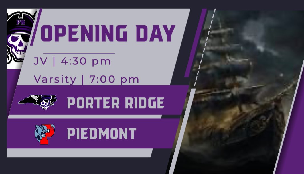 Porter Ridge Baseball (@prpiratesbsb) on Twitter photo Opening Day for the 2025 Pirates
🆚 Piedmont Panthers
📍 <a href="/PiedmontHSNC/">Piedmont High School</a>
⏰ 4:30/7:00
⚾️ Non-Conference (0-0)
🎟️ GoFan Opening Day for the 2025 Pirates
🆚 Piedmont Panthers
📍 <a href="/PiedmontHSNC/">Piedmont High School</a>
⏰ 4:30/7:00
⚾️ Non-Conference (0-0)
🎟️ GoFan