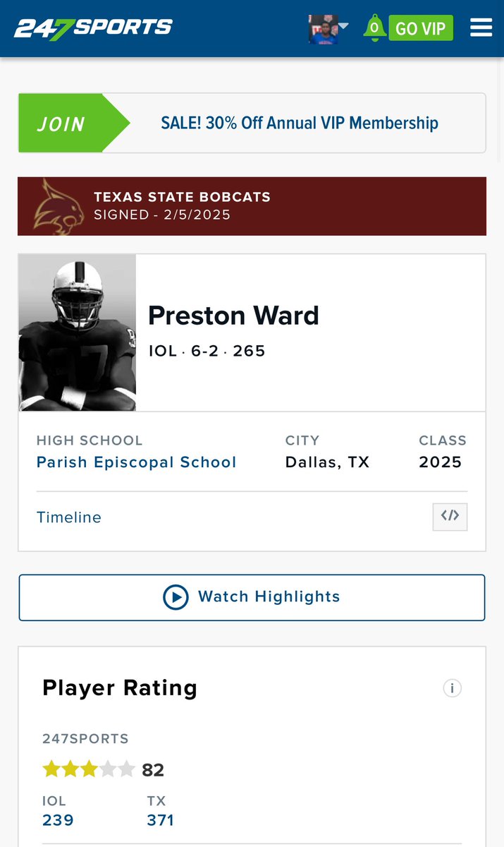Preston Ward (@pward_67) on Twitter photo Blessed to be named a 3⭐️ on <a href="/247recruiting/">247Sports Recruiting</a> #AGTG <a href="/coachnovakov/">Coach Novakov</a> <a href="/CoachJHeath/">Coach Heath</a> <a href="/BlueChipOL/">Blue Chip Athletics,LLC.</a> <a href="/RecruitParish/">RecruitParish</a> <a href="/TXSTATEFOOTBALL/">Texas State Football</a> Blessed to be named a 3⭐️ on <a href="/247recruiting/">247Sports Recruiting</a> #AGTG <a href="/coachnovakov/">Coach Novakov</a> <a href="/CoachJHeath/">Coach Heath</a> <a href="/BlueChipOL/">Blue Chip Athletics,LLC.</a> <a href="/RecruitParish/">RecruitParish</a> <a href="/TXSTATEFOOTBALL/">Texas State Football</a>