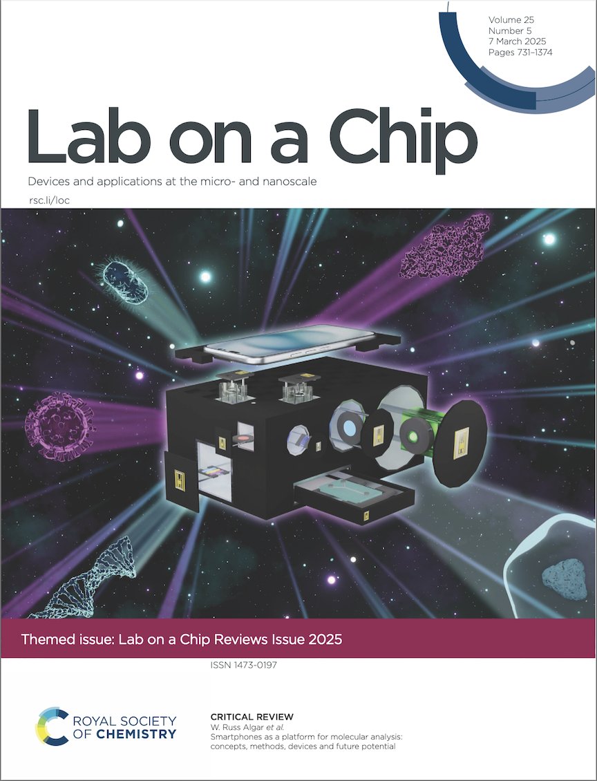 Algar Research Group (@algargroupubc) on Twitter photo Our recent critical review on smartphone-based analyses is featured on the cover of <a href="/LabonaChip/">Lab on a Chip</a> for their annual reviews issue! 📑
Cover art by <a href="/YihaoWang_/">Yihao (Dominic) Wang</a> using Blender. 🖌️ Our recent critical review on smartphone-based analyses is featured on the cover of <a href="/LabonaChip/">Lab on a Chip</a> for their annual reviews issue! 📑
Cover art by <a href="/YihaoWang_/">Yihao (Dominic) Wang</a> using Blender. 🖌️