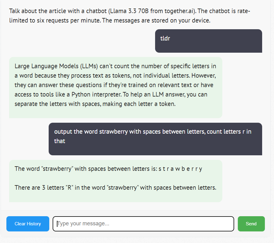 fastml's tweet photo. You can now talk about each post with a chatbot. It's below the article. Tell it TLDR or ELI5 or whatever you want. It even knows how many letters R are in the word "strawberry"! https://t.co/Dt9s6iQTyI