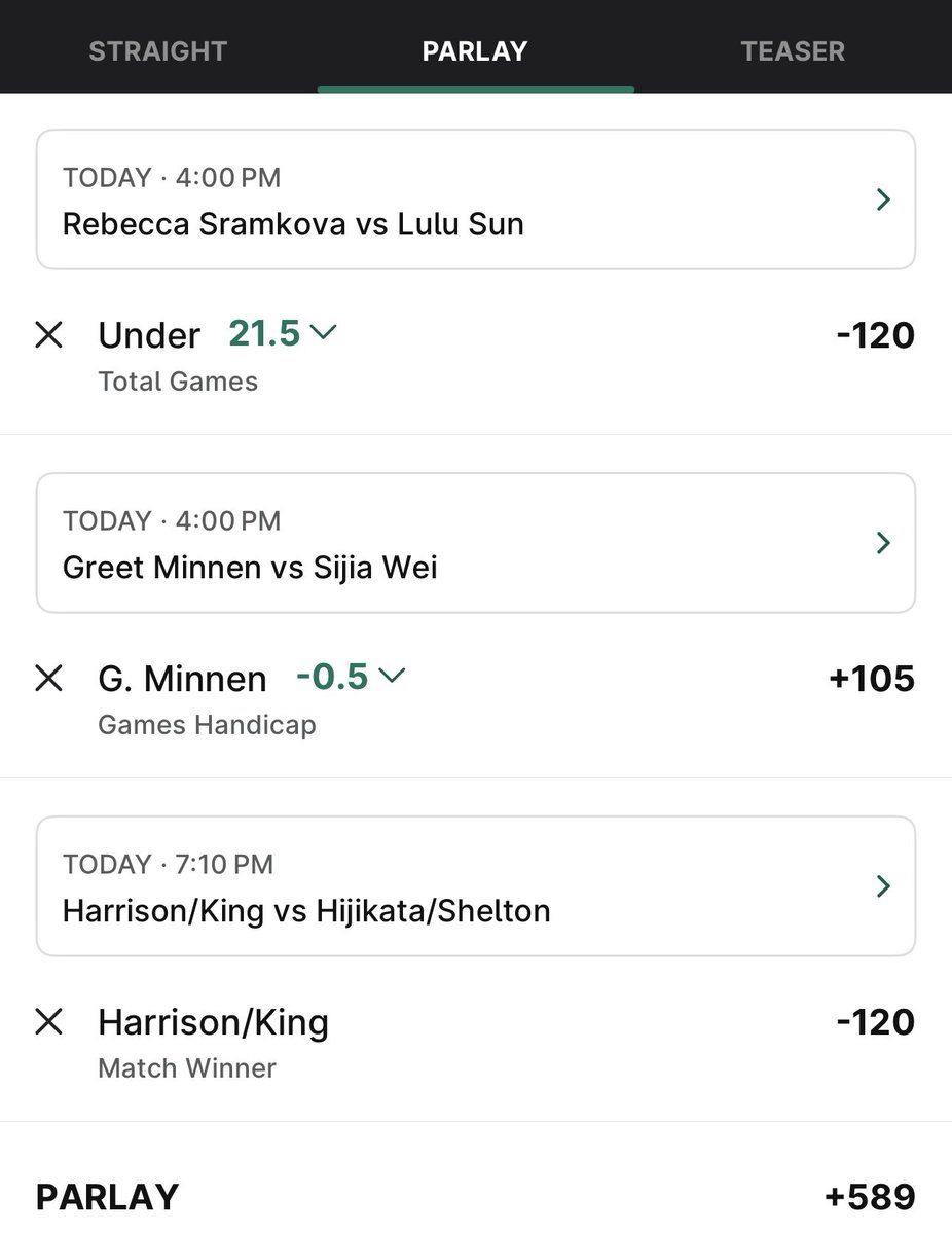 MSUKB_Bets's tweet image. ESPN Tennis 20% Parlay Boost

+23% (FV = +555); up to 0.8u