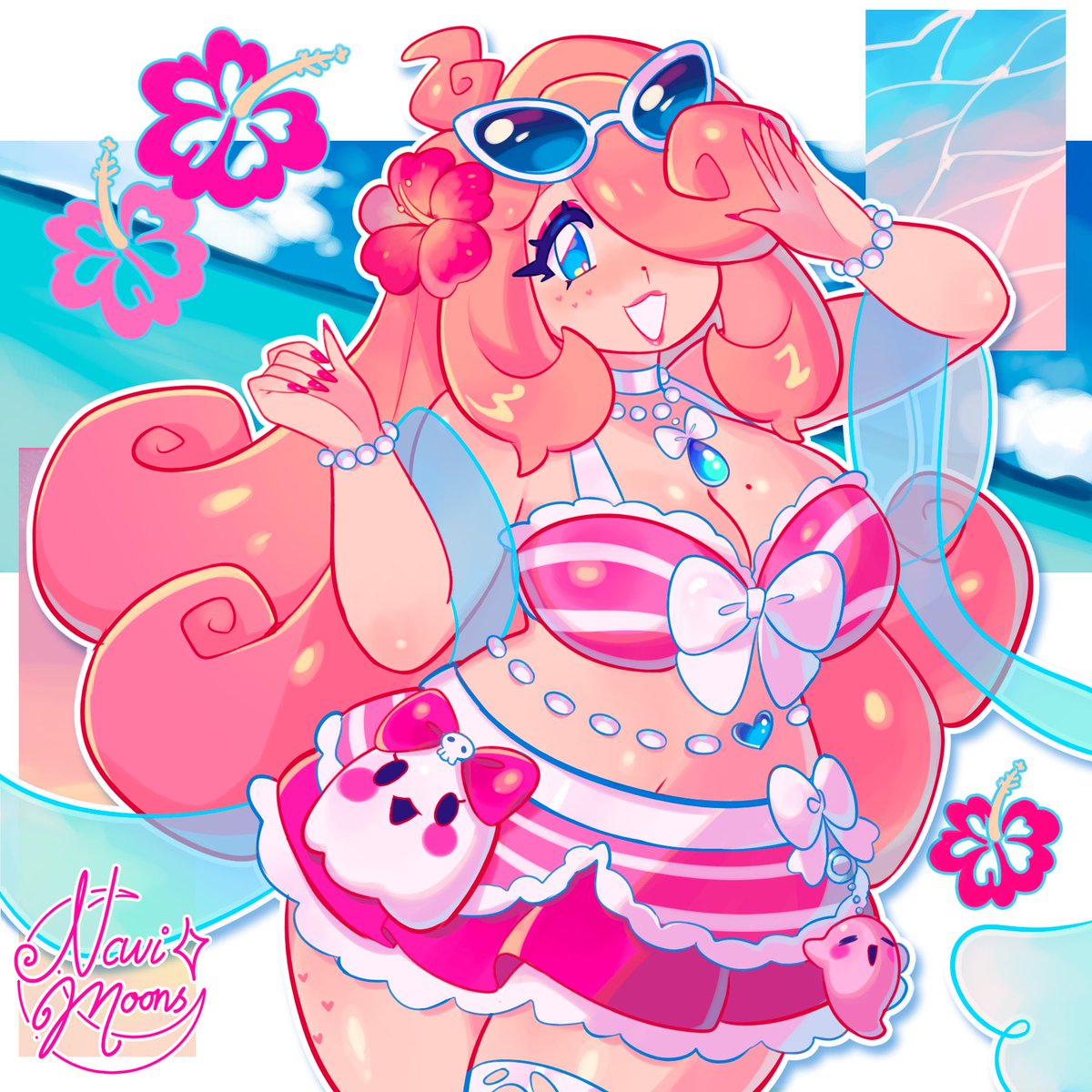 commission for <a href="/Spuukighost/">♡ Ghostie 🌺</a> !! the undead girlypop surfer gal! 👻🌺