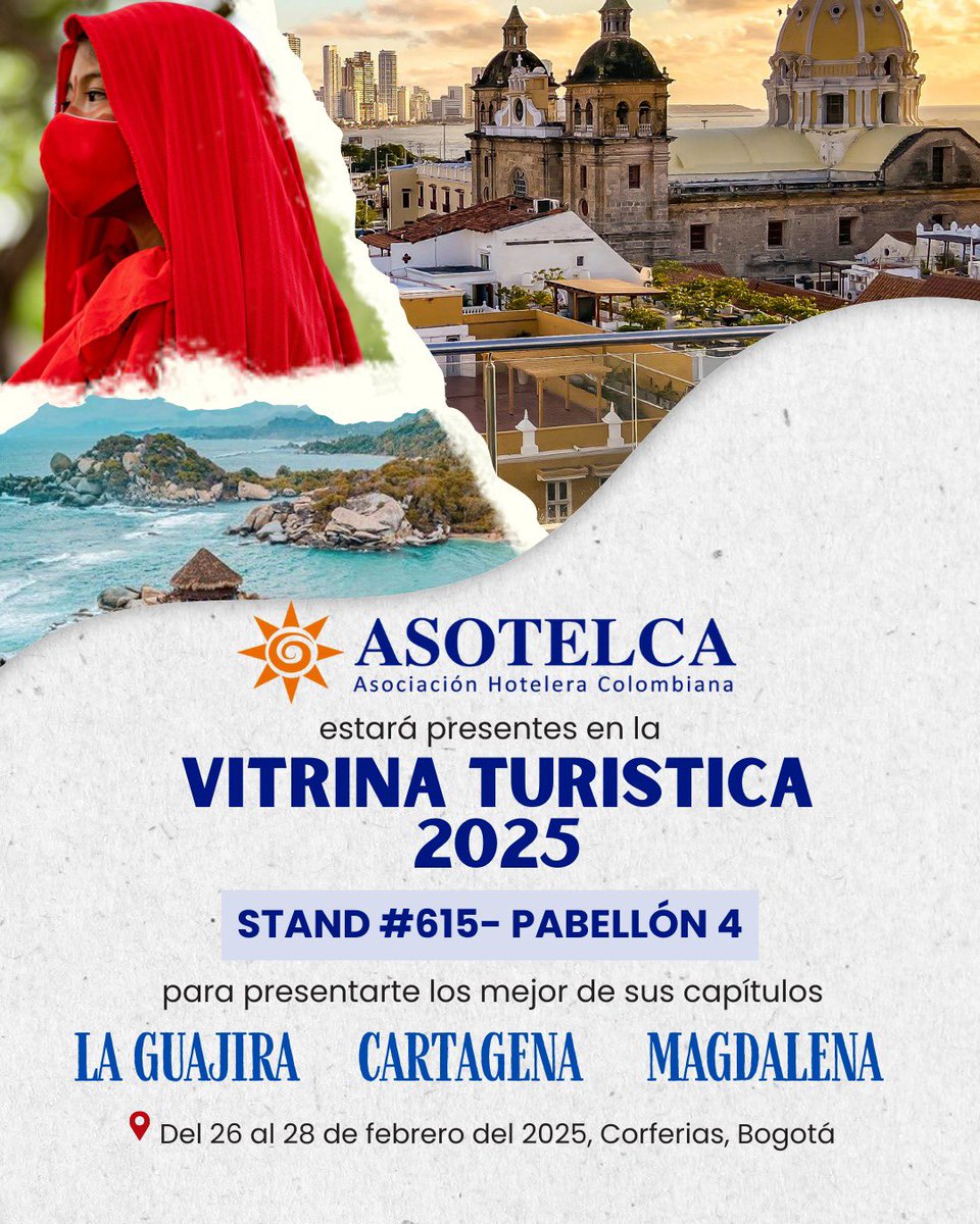 Visitanos en el Pabellón 4, Stand N° 615
ASOTELCA, Asociación Hotelera Colombiana ✨y sus 3 Capitulos presentes junto a sus hoteles afiliados en la versión N° 44 de la Vitrina Turística de Anato del 26 al 28 de marzo del 2025 en Corferias, Bogotá.