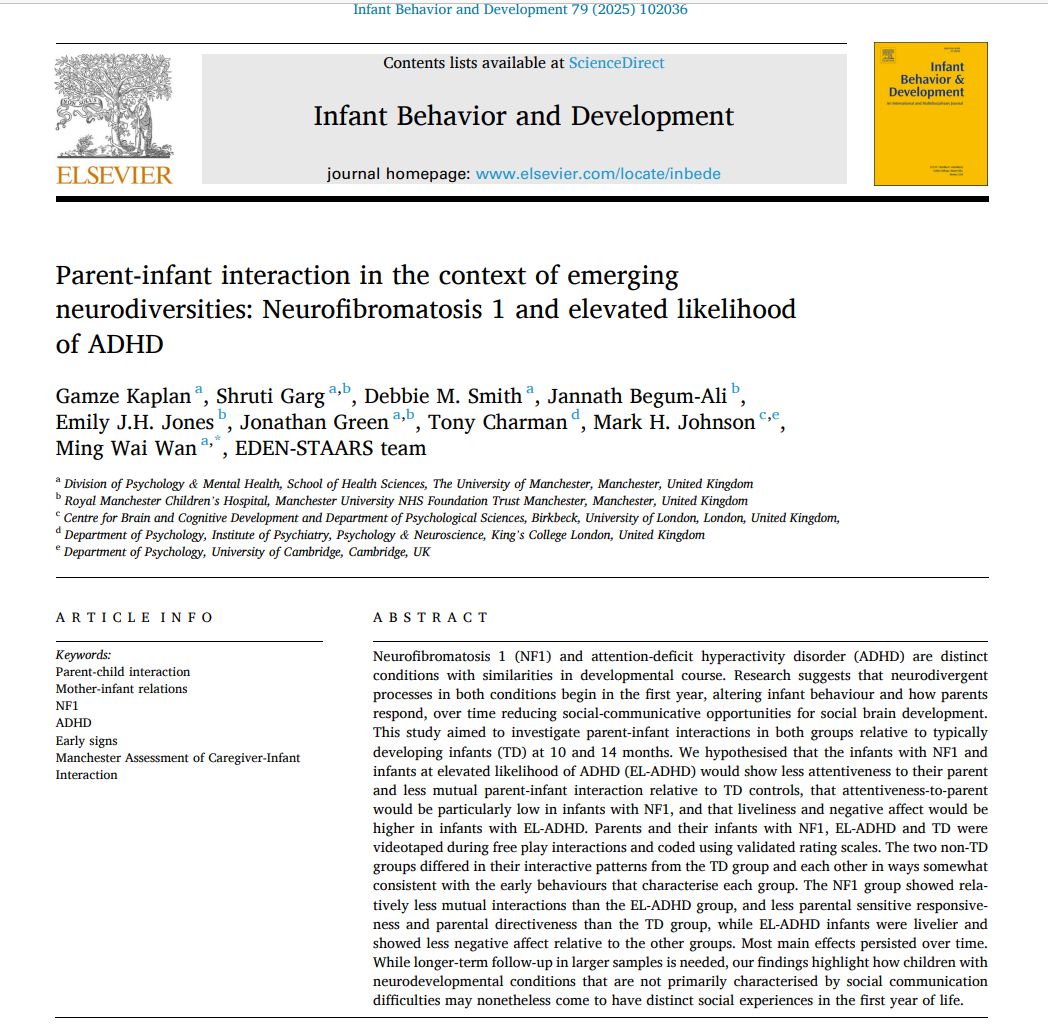 Gamze Kaplan (@gamzekaplan111) on Twitter photo Excited to share our latest paper on parent-infant interaction in the context of emerging neurodiversities! 👇
🔗 doi.org/10.1016/j.infb…
Grateful to have Drs. Ming Wai Wan, <a href="/0Shrutigarg/">Shruti Garg</a>, and <a href="/DebbieMSmith1/">Debbie M Smith💜</a> as my supervisors and for the support of the amazing EDEN-STAARS team. Excited to share our latest paper on parent-infant interaction in the context of emerging neurodiversities! 👇
🔗 doi.org/10.1016/j.infb…
Grateful to have Drs. Ming Wai Wan, <a href="/0Shrutigarg/">Shruti Garg</a>, and <a href="/DebbieMSmith1/">Debbie M Smith💜</a> as my supervisors and for the support of the amazing EDEN-STAARS team.