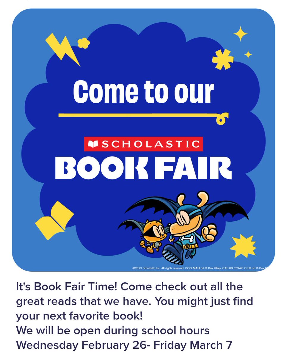 Stop by and see us at #scholasticbookfair ! You don't want to miss your next favorite read. Open Feb. 26- March 7 Come on by before it's too late!