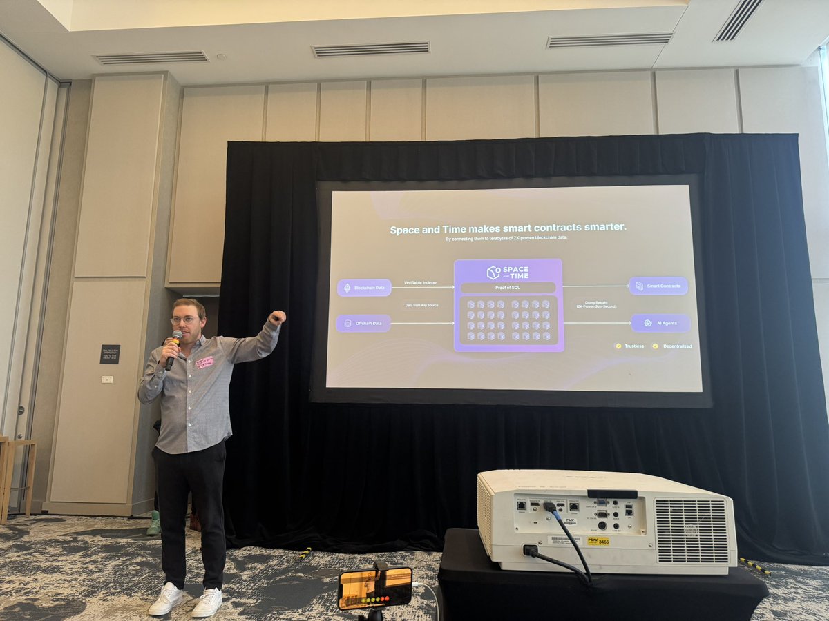 SXT makes smart contracts smarter by connecting them to ZK-proven data.

🎙️: <a href="/chiefbuidl/">Scott Dykstra</a> at <a href="/epicweb3/">Epic Web3 🧞‍♂️|🔜 Devconnect Argentina 🇦🇷</a> DeFAI day

Build your crypto app on SXT and get access to…

> Verifiable indexing of chain data
> Decentralized database
> SQL ZK coprocessor
> APIs &amp; AI Studio

All in one