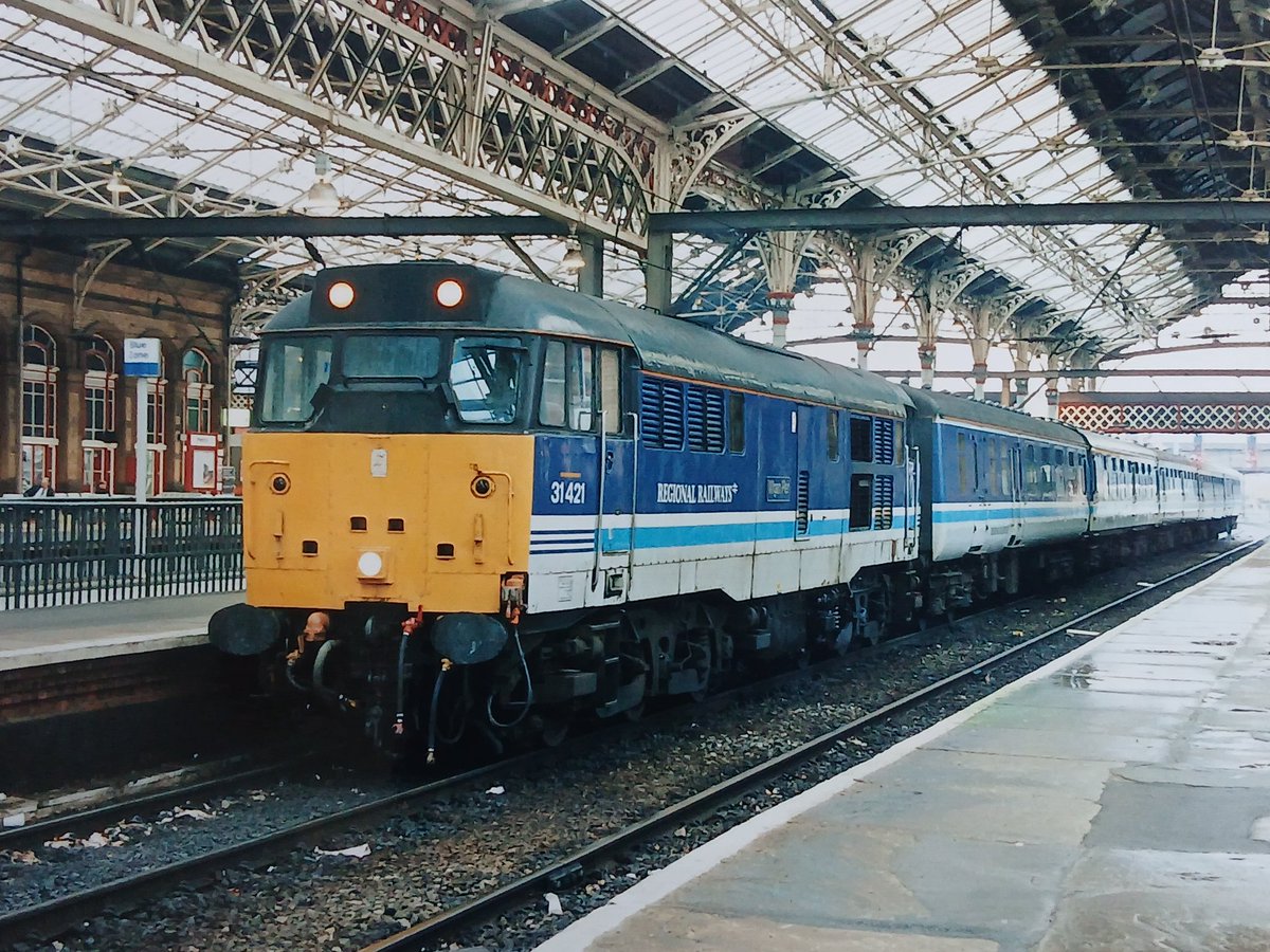 Invermuir's tweet image. Pottering around,  Reggie Rail style 30 years ago. Used to spend a day on Peds for £3.30 on a  North West day ranger.#tmrguk #PEDS #class31