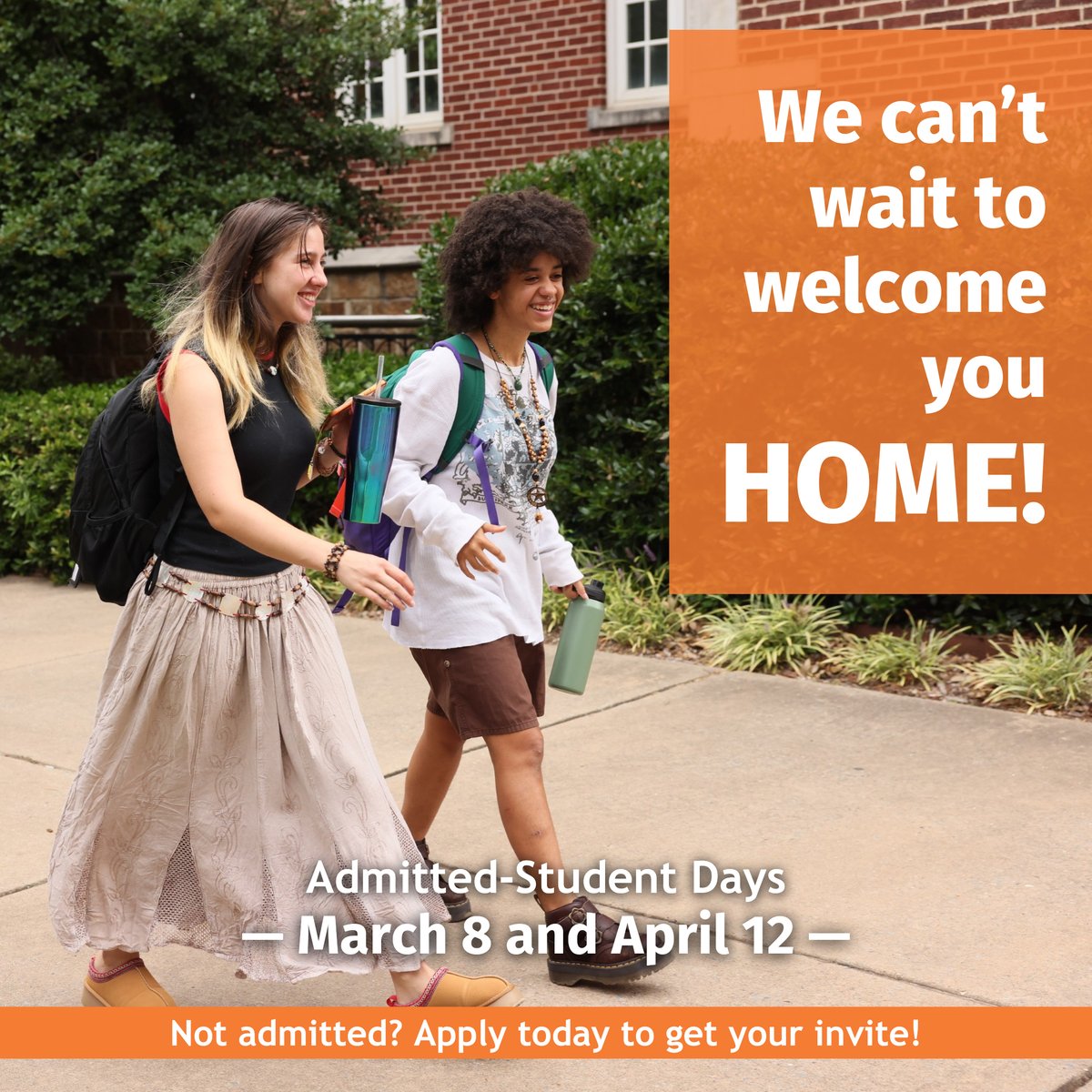 🎉 Are you headed HOMEDRIX! 🎉
Join us for Admitted Student Day on March 8 or April 12 (choose one!) and experience what it means to be a Hendrix Warrior! 🧡