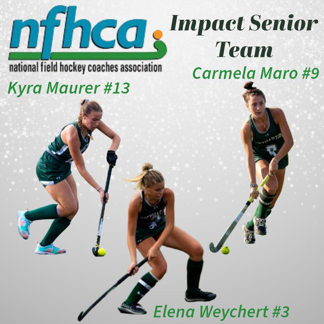 Congratulations to seniors Carmela Maro, Kyra Maurer, &amp; Elena Weychert for being selected for the ‘25 High School Impact Senior Team 💚