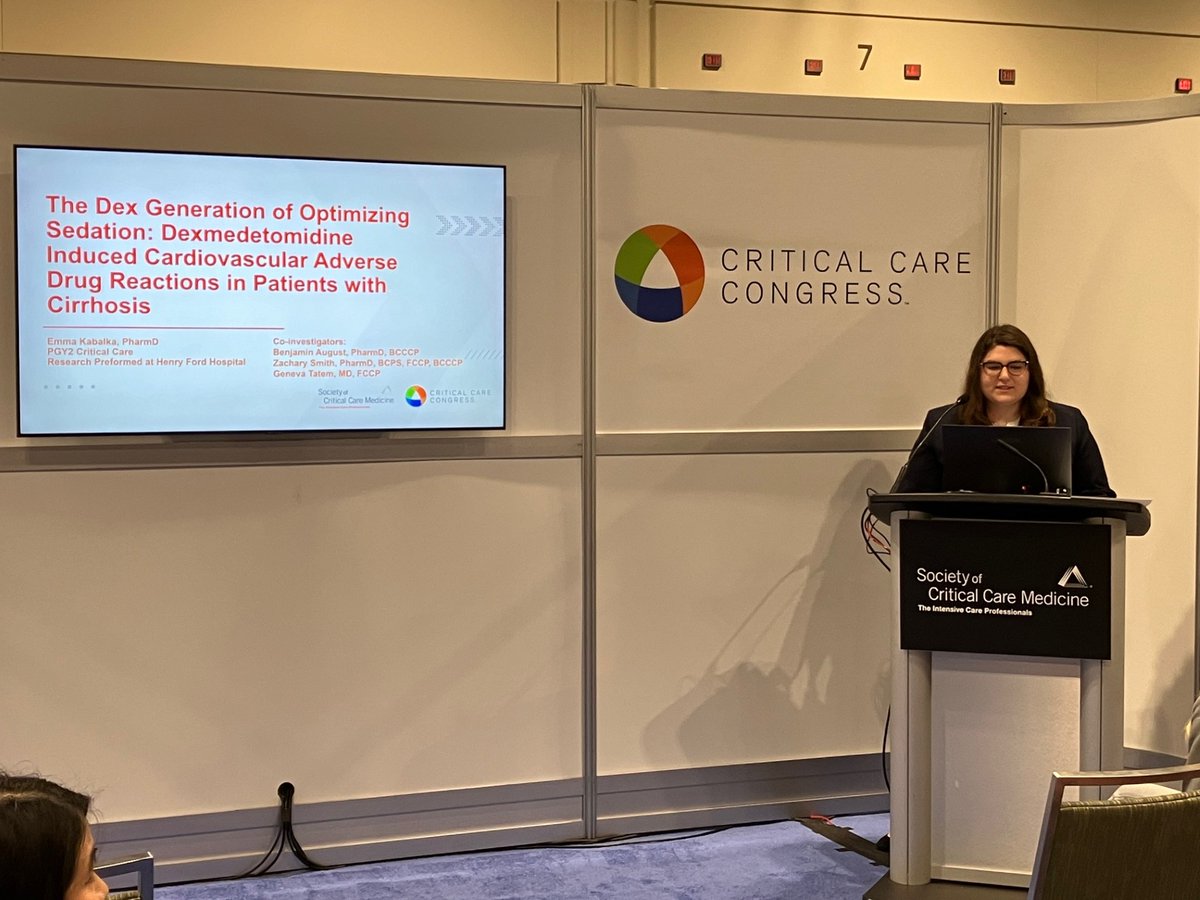 Zach Smith (@zrsmith16) on Twitter photo Emma Kabalka presented her PGY1 project from <a href="/HFHPharmRes/">Henry Ford Hospital Pharmacy Residency</a> at #SCCM2025 assessing rates of adverse events in patients receiving dexmed with varying levels of liver disease assessed by ALBI score. Solid work, Emma! Check out the abstract here: tinyurl.com/yuupaatu Emma Kabalka presented her PGY1 project from <a href="/HFHPharmRes/">Henry Ford Hospital Pharmacy Residency</a> at #SCCM2025 assessing rates of adverse events in patients receiving dexmed with varying levels of liver disease assessed by ALBI score. Solid work, Emma! Check out the abstract here: tinyurl.com/yuupaatu