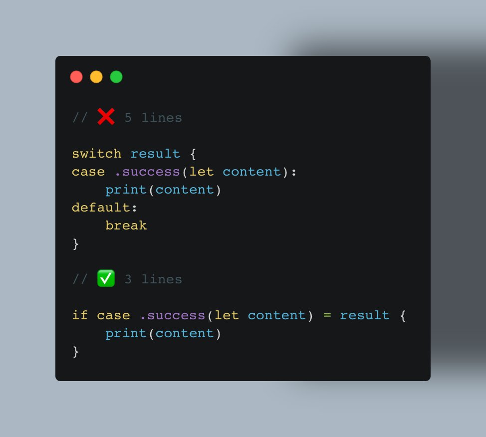 Swift syntax tip - you can use case in an if or guard statement 🌟