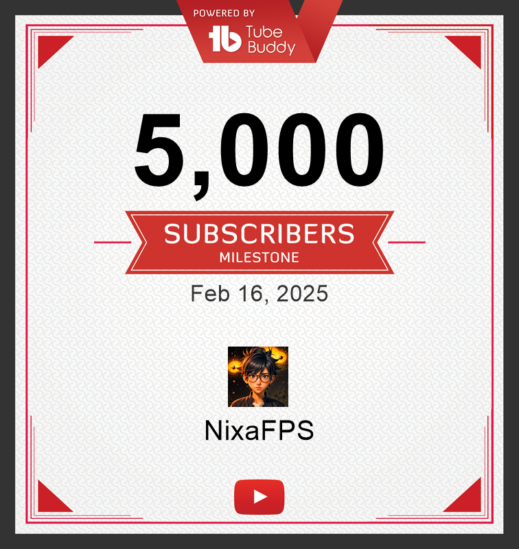 NIXAFPS's tweet photo. 5K subscribers! Thank You! More exciting things coming soon.❤️ https://t.co/2AVZUTZKUH