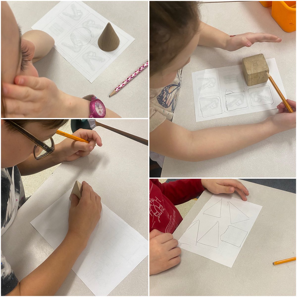mrs_dalrymple17's tweet photo. Exploring three-dimensional shapes and tracing the faces. What do you notice? Can you describe your figure? #ocsbMathUp #ocsbMath @StMaryOCSB https://t.co/bYGykt2IFa