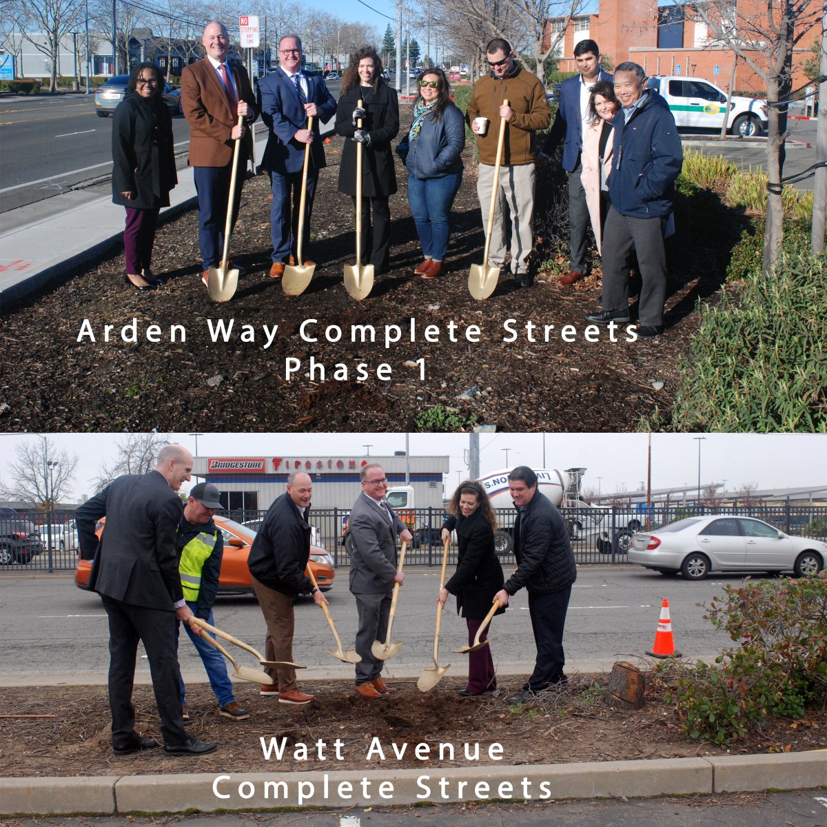 Just the beginning.  Ground has been broken on 2 important #SacDOT road improvement projects along Arden Way and on Watt Avenue.  #completestreets

These projects will provide a safe way to travel whether on foot or bicycle without putting people in harm’s way.
#pedestriansafety.