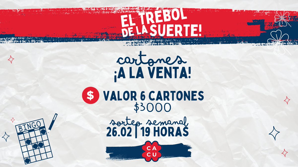 🍀 El Trébol de la Suerte hace su sorteo semanal este Miércoles 26. Increíbles premios y un gran pozo vacante.
👉🏻 Conseguí tu cartón con VENDEDORES AUTORIZADOS.