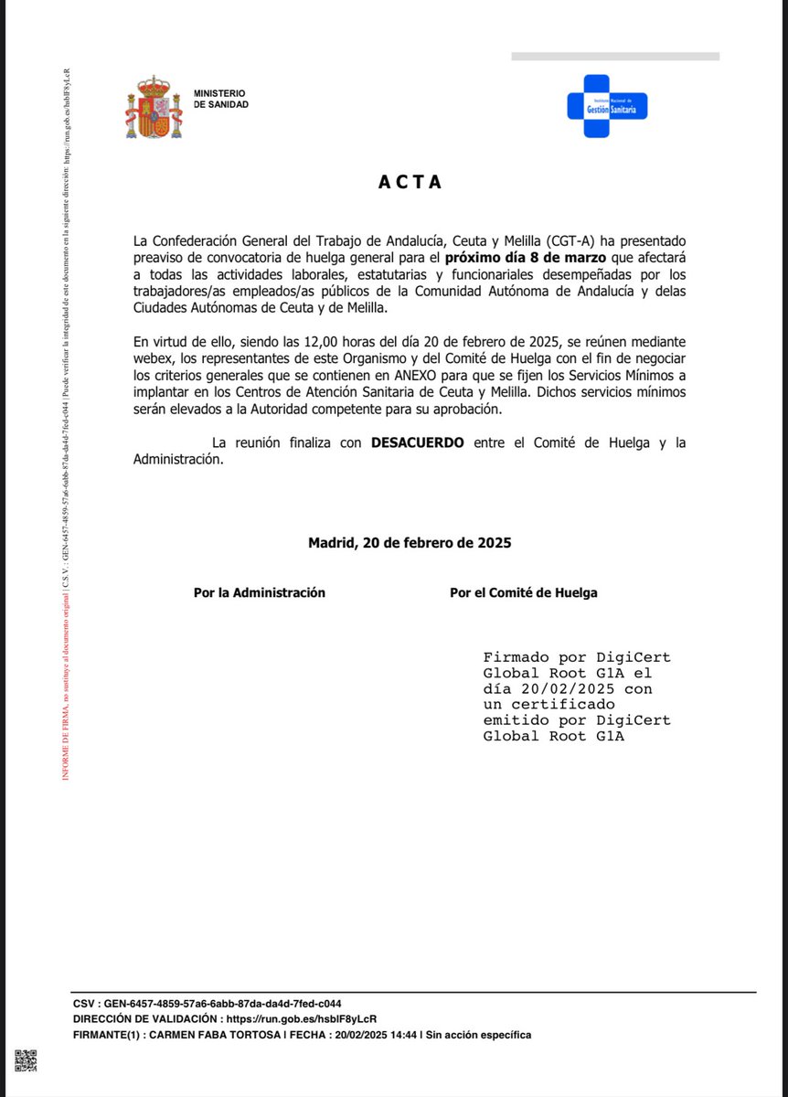 CGT_A's tweet photo. Comienzan las actas de desacuerdo para los servicios mínimos de la #huelgageneral del #8m convocada por #cgtandaluciaceutaymelilla en #andalucia #ceuta y #melilla
CGT Andalucía, Ceuta y Melilla
8 de marzo HUELGA GENERAL @CGT_A @Cgtalmeria @CGTJAEN @CGTGranada @CGTMalaga @CgtCadiz @CgtCeuta @CGTSevilla @cgtjerez @CGTUbeda