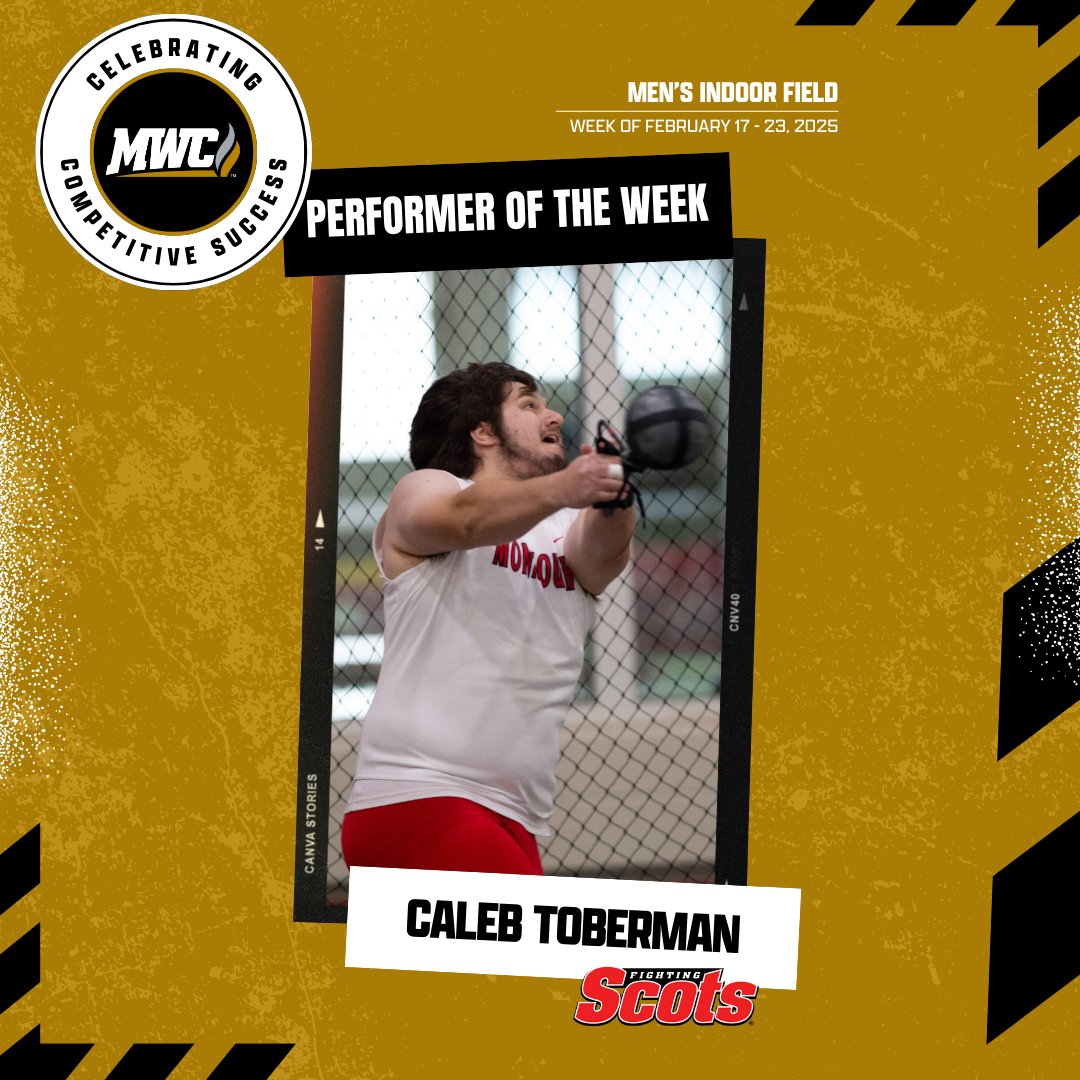 Midwest Conference (@mwcsports) on Twitter photo MWC Men's Indoor Field Performer of the Week: Caleb Toberman, Monmouth College <a href="/MCFightingScots/">Monmouth Athletics</a> MWC Men's Indoor Field Performer of the Week: Caleb Toberman, Monmouth College <a href="/MCFightingScots/">Monmouth Athletics</a>