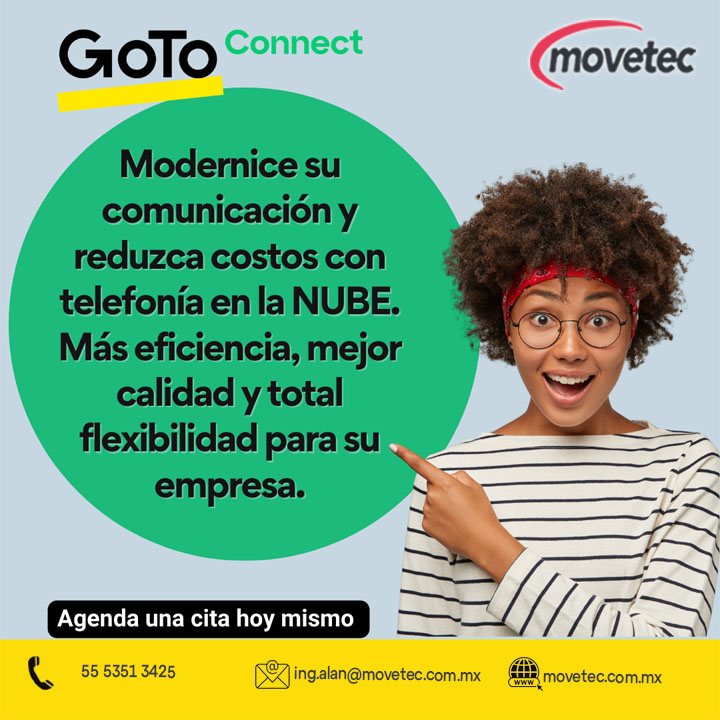 movetec2's tweet image. GoTo Connect, te ofrecemos una solución eficiente y escalable para optimizar la comunicación de tu negocio, y 
🔹 Reduce costos 📉
🔹 Mejora la calidad y estabilidad de tus llamadas 📲
🔹 Total flexibilidad 
 ¡Agenda una reunión hoy mismo!
📞 55 5351 3425
 #GoTo  #telefonía  #TI