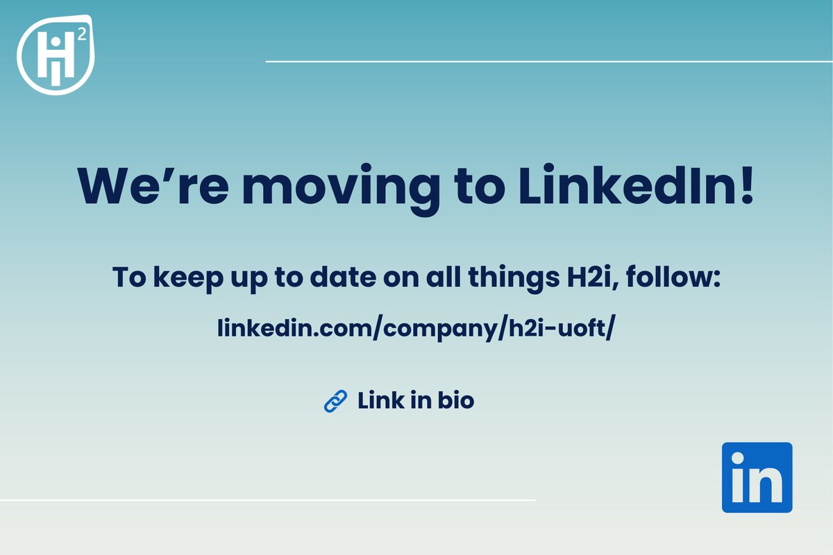 H2i_UofT's tweet image. 🚛 We're moving to LinkedIn!
📢 For all things H2i —events, news, opportunities, venture celebrations & more, be sure to follow:
🔗 linkedin.com/company/h2i-uo…