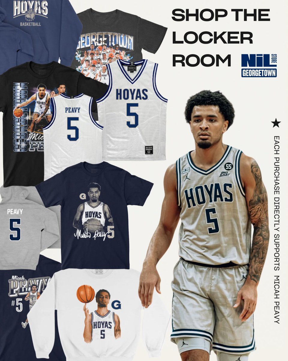 GeorgetownNIL's tweet image. #5 is looking good this season!! Order your merch to support @mjpv5 during the start of the upcoming Merch Madness 🏀🏀