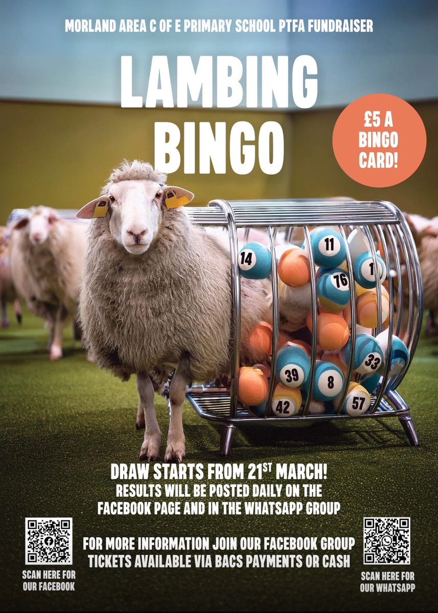 Right all you lovely people. 
Dani recently joined the PTA at James wonderful school. 
As we know rural schools struggle BUT Morland even has a farming club. 
Let’s get some money raised, to help
the next gen embrace learning and have fun while doing it. 
Please share 1/2
