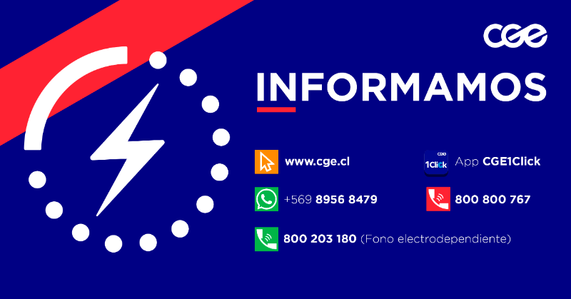CGE_Clientes's tweet photo. INFORMACIÓN IMPORTANTE: Hacemos un llamado a nuestros clientes a desconectar los artefactos eléctricos mientras dura la interrupción de suministro. Así evitarás el daño de los mismos en caso de alzas de voltaje cuando se reponga el servicio. https://t.co/DAvjIFsMEh