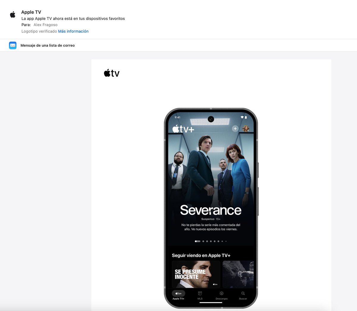 agfragoso's tweet photo. ¿Soy yo o en el nuevo mailing que mandaron de Apple TV anunciando Severance, están mostrando como será el nuevo “notch” de solo cámara? 🤔 @applesfera #Apple #Notch https://t.co/xA6cf0qlKl