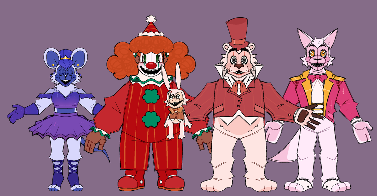 FunfettiSundae's tweet photo. Here have a thread of all my fnaf au or retake or whatever you wanna call it designs for most of the animatronics https://t.co/YyJzaEcCAh