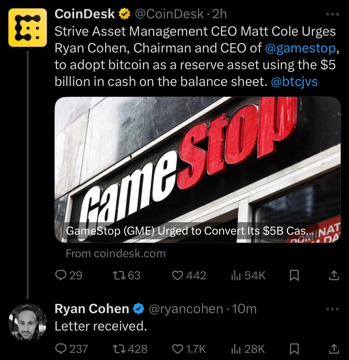 NEW: Strive Asset Management CEO Matt Cole writes a letter to GameStop,  urging the company to 