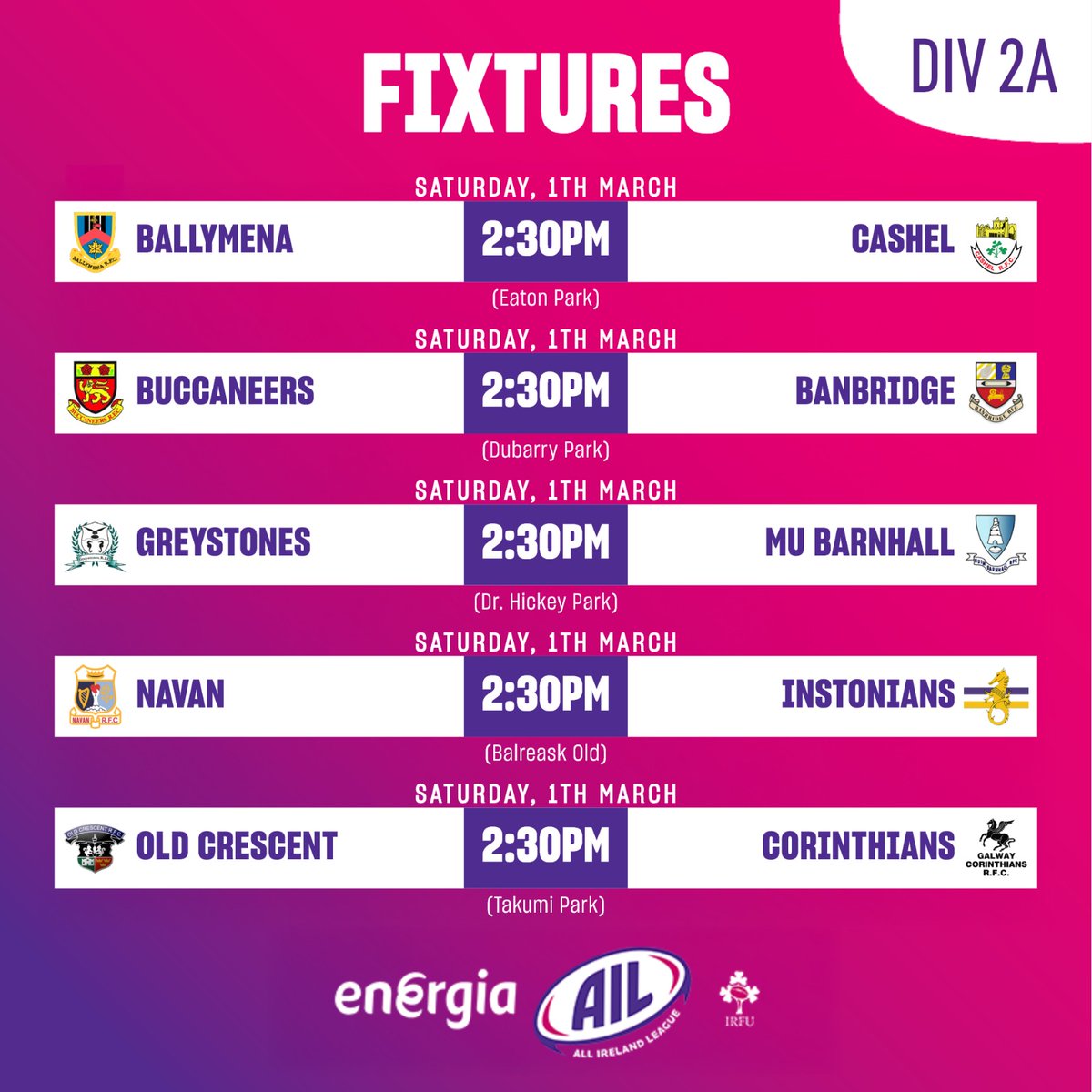 Navanrfc (@navanrfc) on Twitter photo Our Men's 1st XV welcome <a href="/InstoniansRugby/">Instonians Rugby</a> to Balreask Old on Saturday in #EnergiaAIL Div 2A, KO is 2:30pm.
After the game we have live music by "The Sandmen" from 6:30pm 🎵
Let's get down to the club to cheer on our Men 1st's & enjoy some craic agus ceol. 🟡🔵
#NavanRFC100 Our Men's 1st XV welcome <a href="/InstoniansRugby/">Instonians Rugby</a> to Balreask Old on Saturday in #EnergiaAIL Div 2A, KO is 2:30pm.
After the game we have live music by "The Sandmen" from 6:30pm 🎵
Let's get down to the club to cheer on our Men 1st's & enjoy some craic agus ceol. 🟡🔵
#NavanRFC100