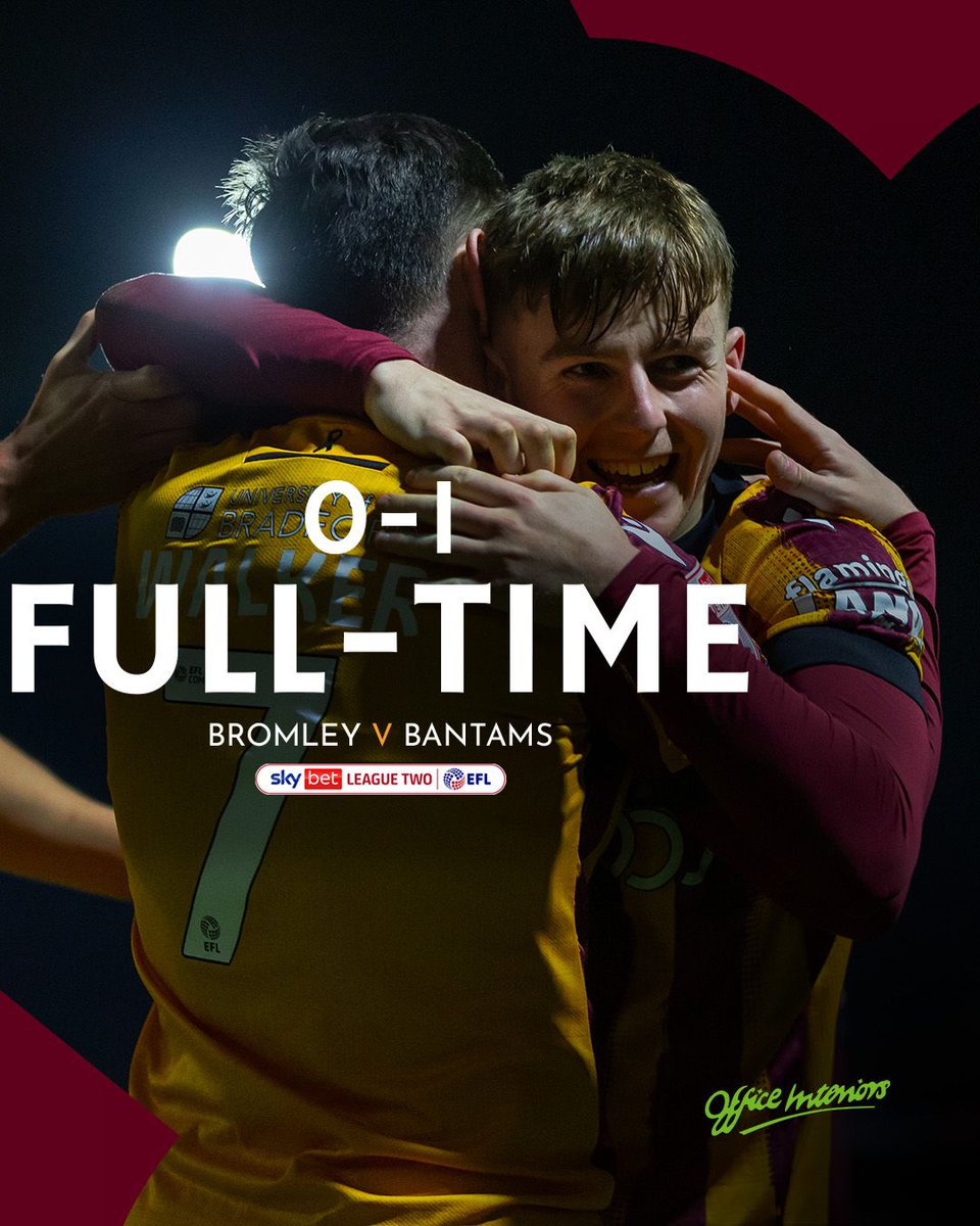 officialbantams's tweet image. Bobby Pointon's late strike secures a valuable three points on the road. 💪

#BCAFC | #BROvBRA | @OFFICEINTERIOR5