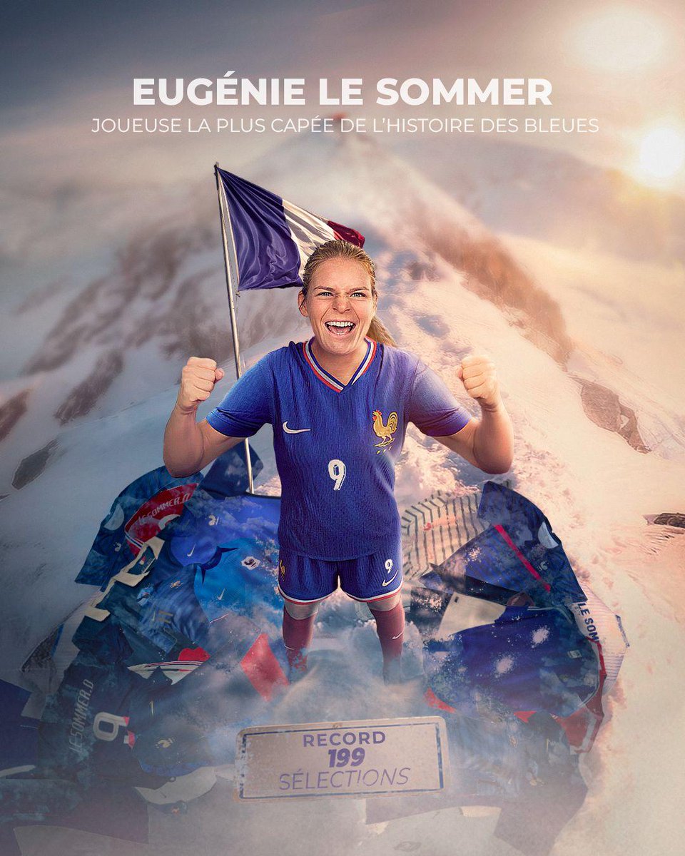 𝐀𝐔 𝐒𝐎𝐌𝐌𝐄𝐓 ! 🏔️🔝
Avec sa 1️⃣9️⃣9️⃣ème sélection ce soir, <a href="/ELS_9_FRANCE/">Eugénie Le Sommer</a> devient 𝗟𝗔 𝗝𝗢𝗨𝗘𝗨𝗦𝗘 𝗟𝗔 𝗣𝗟𝗨𝗦 𝗖𝗔𝗣𝗘́𝗘 𝗗𝗘 𝗟’𝗛𝗜𝗦𝗧𝗢𝗜𝗥𝗘 𝗗𝗨 𝗙𝗢𝗢𝗧 𝗙𝗥𝗔𝗡𝗖̧𝗔𝗜𝗦 ! 🇫🇷

Exceptionnelle ✨

#FiersdetreBleues #FRAISL