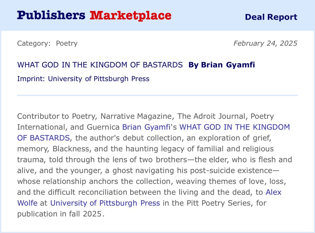 brian_gyamfi's tweet image. Feeling blessed to announce KINGDOM is forthcoming with upitt press. Endless gratitude to the people who have carried me here.