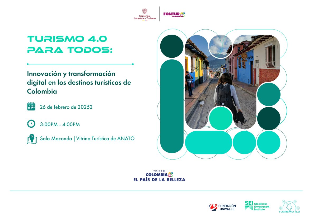 ¡El turismo colombiano entra en la era digital!

Te esperamos en "Turismo 4.0 para Todos", donde exploraremos el futuro del sector con innovación, tecnología y sostenibilidad.

📅 26 de febrero | 3:00 PM
📍 Sala Macondo, #VitrinaANATO2025

Pre-inscríbete👉buff.ly/3XkmJdD