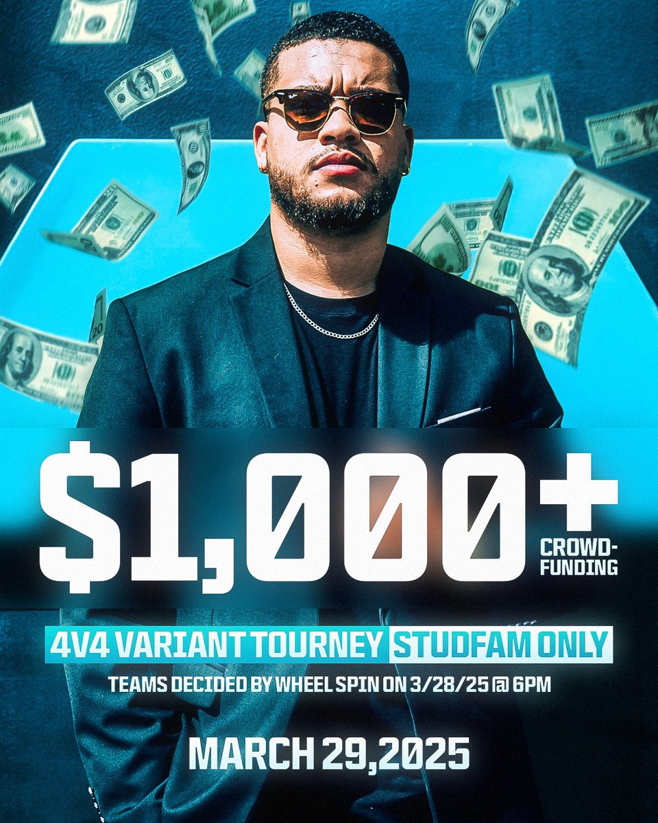 You think you’re a shooter? Subscribe to Twitch.tv/StuDyy to be able to play in our $1000+ StuDFam tournament. 

- 4v4 Variant Tourney 🔥
- Wheel spins determine teams 🎡
- Must play #StuDFam 8s series to play 🎮

Sign up ⬇️

docs.google.com/forms/d/e/1FAI…