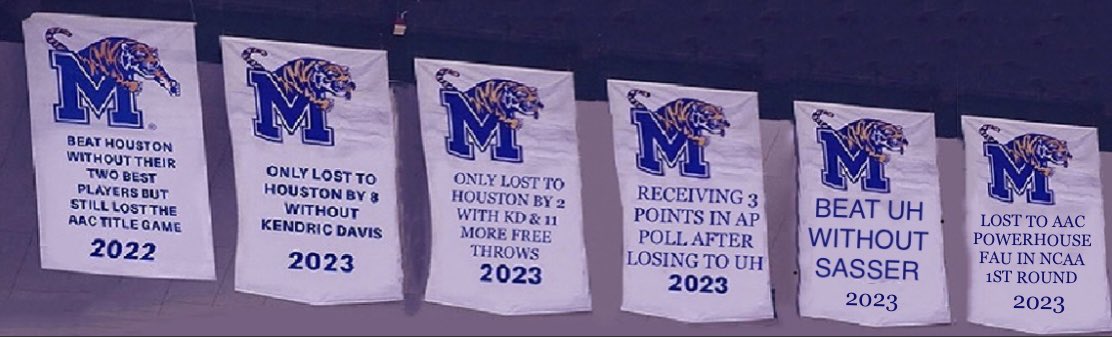 David_TXAZ's tweet photo. @OvertonCroomes @RattlesnakeTex @HowlandJacob @BarstoolCoogs Theyโll have more banners than Memphis by 2026.
The new #BannerU https://t.co/zBvB1H5bpq