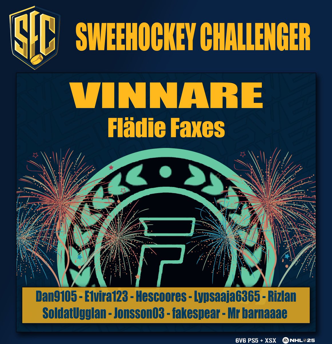 SWEeHOCKEY's tweet image. Grattis Flädie Faxes till vinsten i SEC CHALLENGER

#NHL25 #esports #eHockey @EASPORTSNHL
#sweehockey #sportsgamer