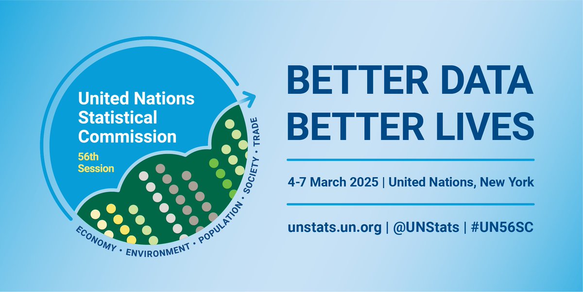 UNDESA's tweet image. When statisticians from across the world gather for #UN56SC, #BetterDataBetterLives is at the ❤️ of their work.

Be sure to follow the efforts at the UN Statistical Commission as it convenes its 56th session on 4-7 March.

➡️ unstats.un.org/UNSDWebsite/st… #GlobalGoals @UNStats