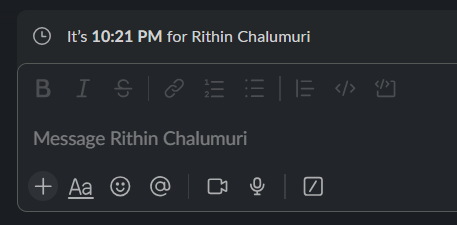 atharvajvmathur's tweet image. Smart move by @SlackHQ! While working remotely, you can instantly see the current time of your teammates in different time zones. A small yet impactful feature that makes async collaboration smoother. Definitely worth appreciating! ⏰🌍

#RemoteWork #SlackTips