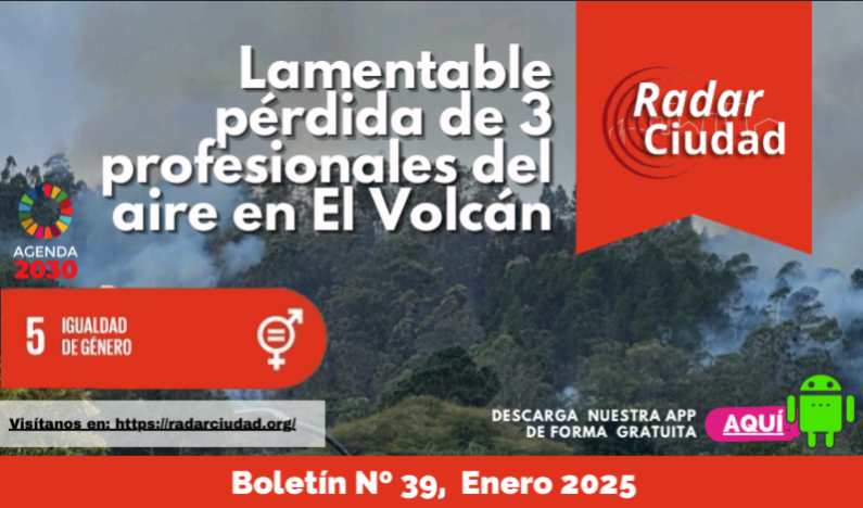 Boletín #39 Radar Ciudad de Enero '25

Lamentable pérdida de 3 profesionales del aire en El Volcán

Busca este enlace y haz clic en el artículo que deseas leer: drive.google.com/file/d/1uVOTpA…

#RadarCiudad
radarciudad.info

Baja la App en Play Store