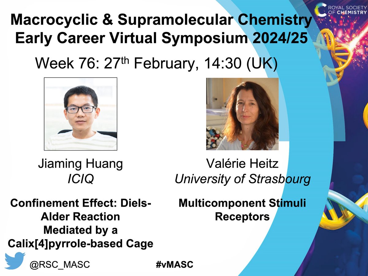 RSC_MASC (@rsc_masc) on Twitter photo Our next seminar will be from Emanuele Penocchio
Jiaming Huang (ICIQ) and Valérie Heitz (UoStrasbourg)
<a href="/Heitz_group/">LSAMM Group</a> speaking Thursday 27th January 14:30 (UK). Register at mascgroup.co.uk/vmasc-4/ to attend - We are migrating mailing lists, so signup is essential! Our next seminar will be from Emanuele Penocchio
Jiaming Huang (ICIQ) and Valérie Heitz (UoStrasbourg)
<a href="/Heitz_group/">LSAMM Group</a> speaking Thursday 27th January 14:30 (UK). Register at mascgroup.co.uk/vmasc-4/ to attend - We are migrating mailing lists, so signup is essential!