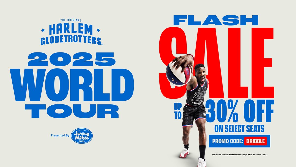Great Southern Bank Arena (@gsbarena) on Twitter photo FLASH SALE! Use code DRIBBLE at checkout to get 30% OFF your Harlem Globetrotters tickets! 
Link: tinyurl.com/GSBAHGT25 FLASH SALE! Use code DRIBBLE at checkout to get 30% OFF your Harlem Globetrotters tickets! 
Link: tinyurl.com/GSBAHGT25