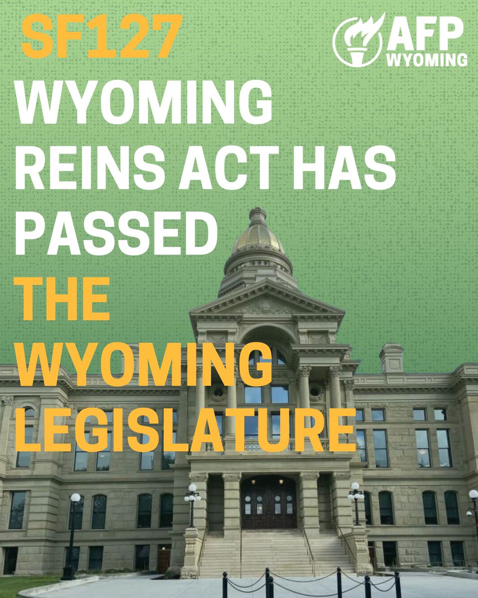 🚨 Legislative Update! 🚨

SF127 – Administrative Rules-Legislative Review has officially passed the Wyoming Legislature and is now headed to the Governor's desk! 

Stay tuned as we await the Governor’s decision! 

📖 Read more: wyoleg.gov
