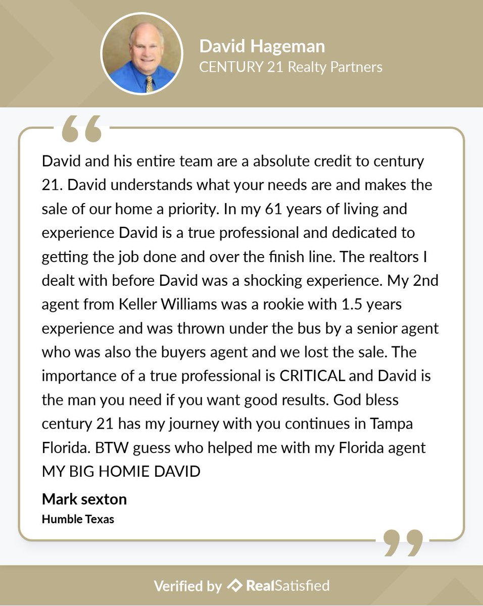 C21TexasRealtor's tweet photo. Truly satisfied clients leave me #elated. https://t.co/55srXUjg9l via @realsatisfied https://t.co/ZzJBhbguqj