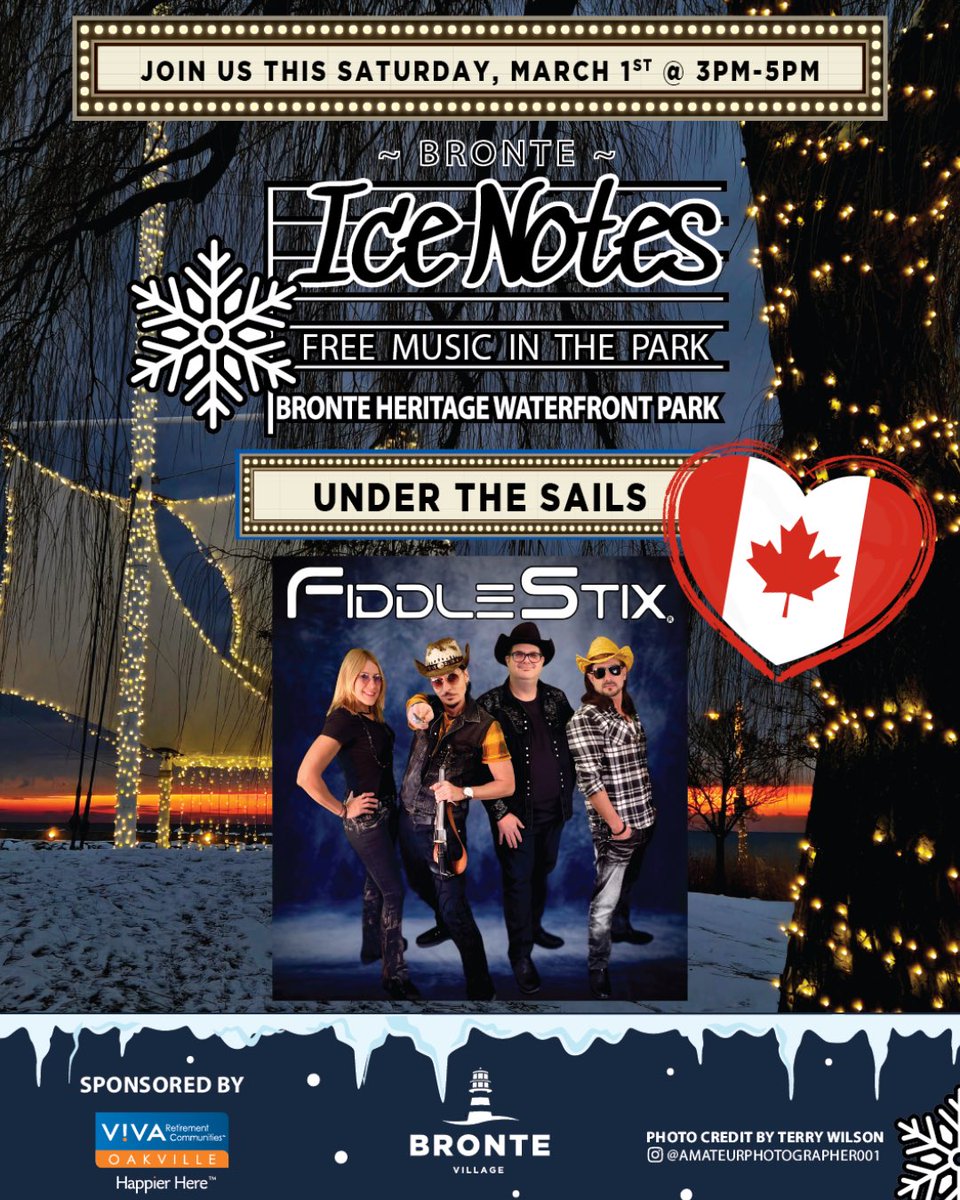 fiddlestix's tweet image. Spring is just around the corner, and what better way to kick off March than with a Bronte ICE NOTES Show at THE SAIL STAGE on March 1st at 3pm 🌷❄️