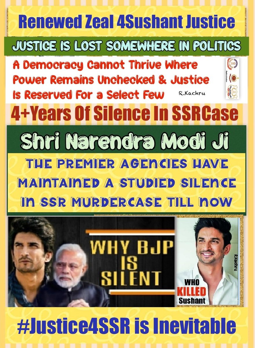 KachruRachna's tweet photo. 🔱Har Har Mahadev🔱

@narendramodi ji
A Democracy can't Thrive where Power Remains Unchecked &amp; Justice is Reserved for a Select Few

#SushantSinghRajput~A Powerful Soul who has Triggered A Revolution For TRUTH All Alone
#Justice4SSR Is Inevitable

TL~Renewed Zeal 4Sushant Justice https://t.co/eJIXIliduO
