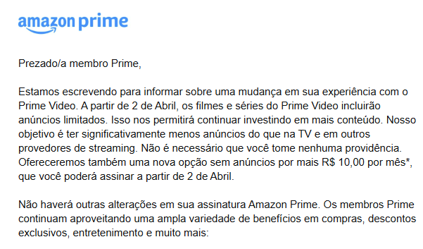 alssds's tweet photo. @amazonbrasil @PrimeVideoBR 
A partir de 2 de abril eu vou cancelar o serviço, simples assim. 
Já pago caro p ter o serviço q pouco uso e agora mais essa novidade???
Não, obrigado e até mais.
@GStreamings olha essa novidade... https://t.co/UAbK9NtiGH