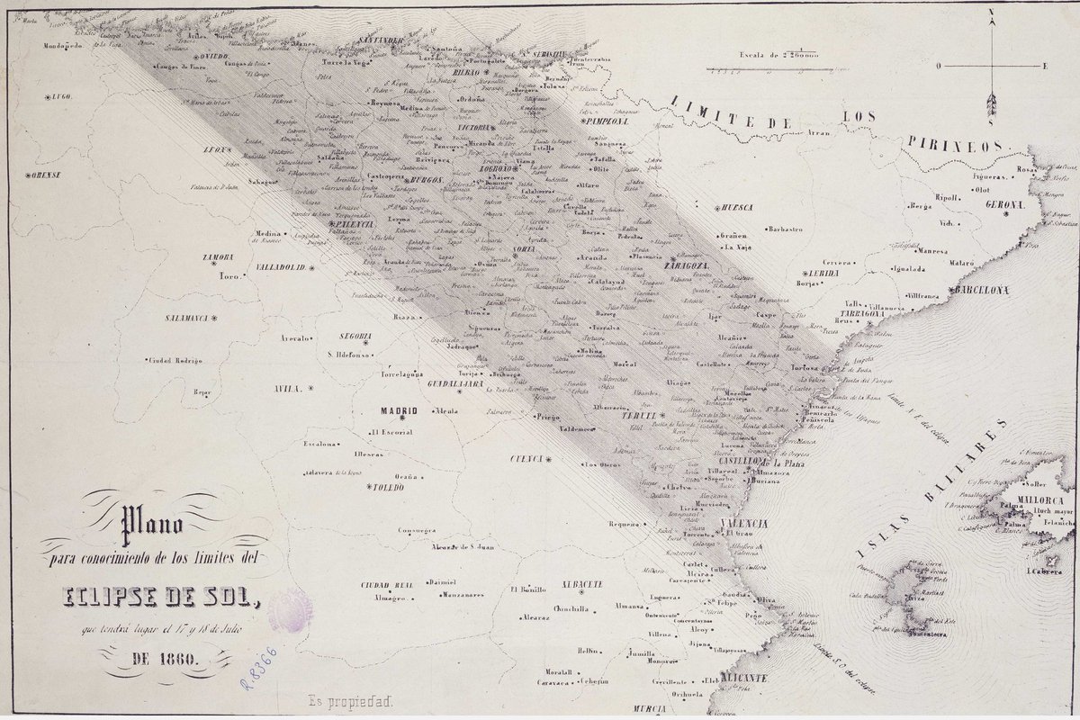 Parece un mapa del eclipse de 12 de agosto de 2026, pero no, es del 30 de agosto de 1905. Y el otro de 1860. Más en: eclipseo.es/recursos-educa…